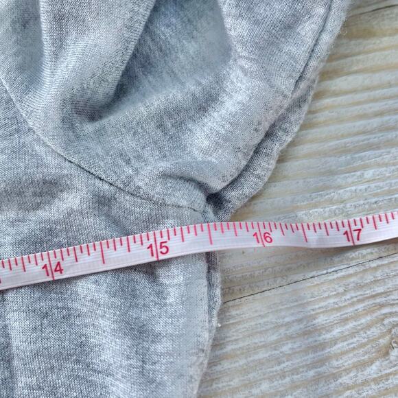 Kensie V-Neck Terry Knit Tunic Top With Waterfall Detail | Heather Grey Small‎ - Picture 7 of 8